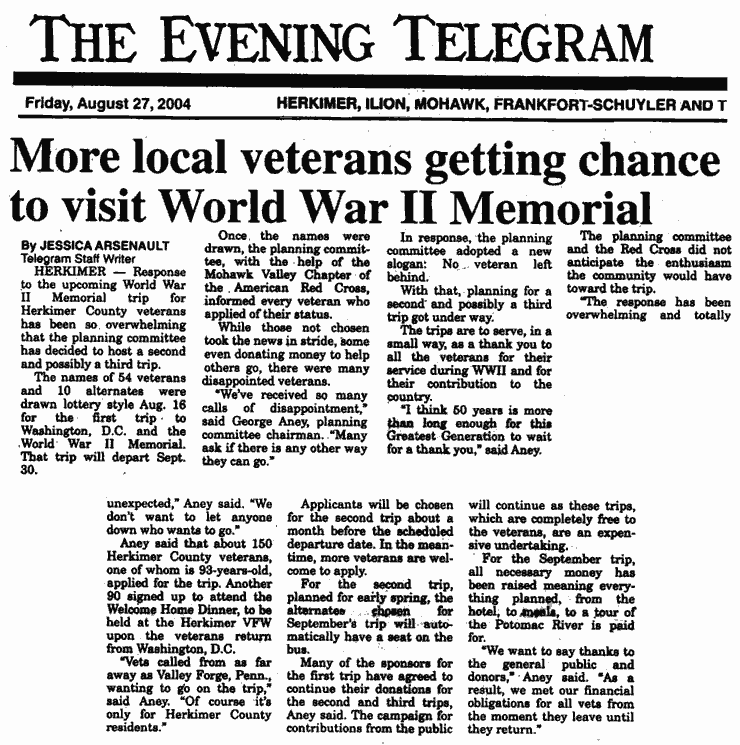 More local veterans getting chance to visit World War II Memorial